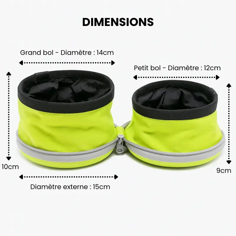 Fluffin Nomad® – Double gamelle pliable étanche de voyage pour chien