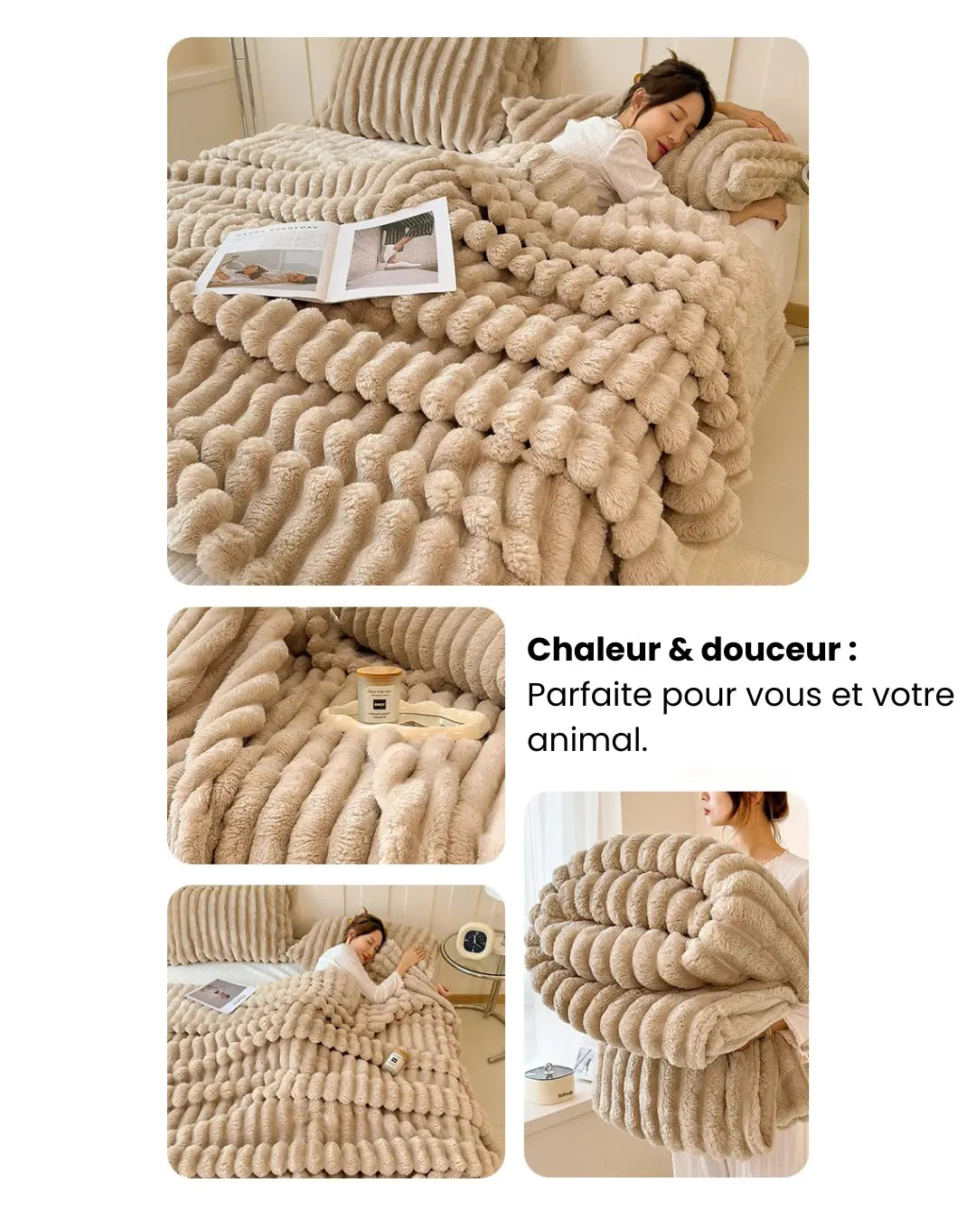 Fluffin CozyTouch® – Plaid cocoon ultradoux pour lit, canapé & animaux