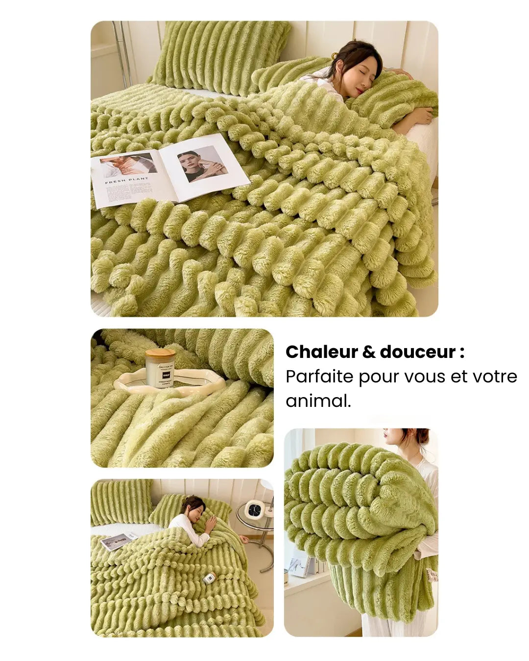 Fluffin CozyTouch® – Plaid cocoon ultradoux pour lit, canapé & animaux