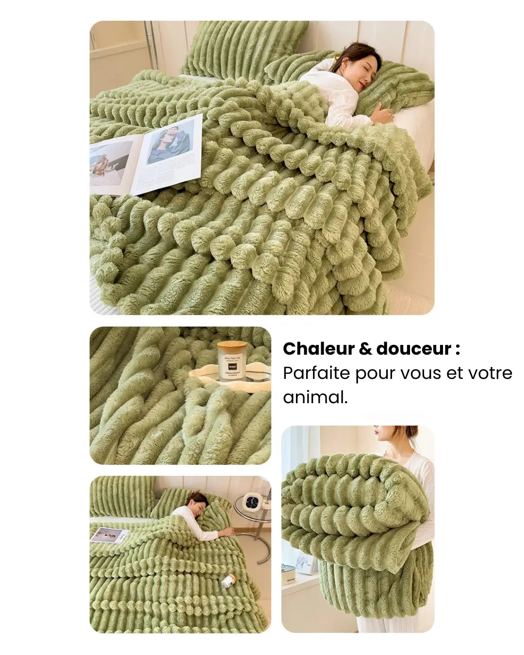 Fluffin CozyTouch® – Plaid cocoon ultradoux pour lit, canapé & animaux