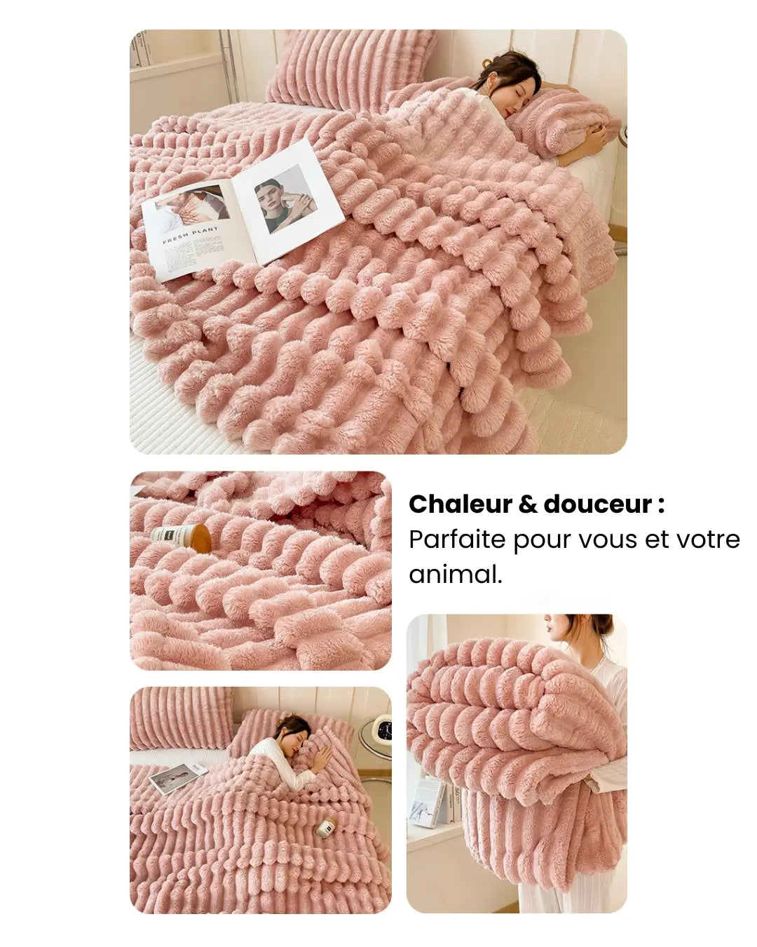 Fluffin CozyTouch® – Plaid cocoon ultradoux pour lit, canapé & animaux