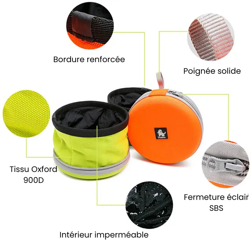 Fluffin Nomad® – Double gamelle pliable étanche de voyage pour chien