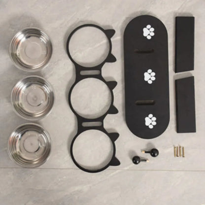 Fluffin Trio® – Gamelle triple surélevée et réglable pour chat